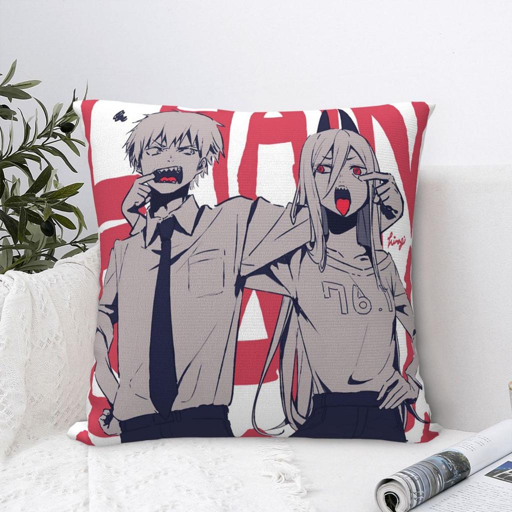 Chainsaw Man Anime Pillowcases Polyester Home Power Higashiyama Kobeni Cushion Cover Funny Decorative Pillowcase 40*40