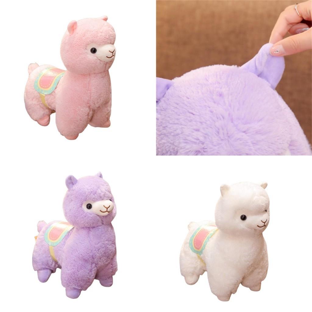 Peluche Grande y Lindo de Alpaca para Niñas, Suave y Abrazable, Muñeco de Cordero Relleno con Relleno de Algodón PP para Dormir o Abrazar, Rosa, Blanco y Morado