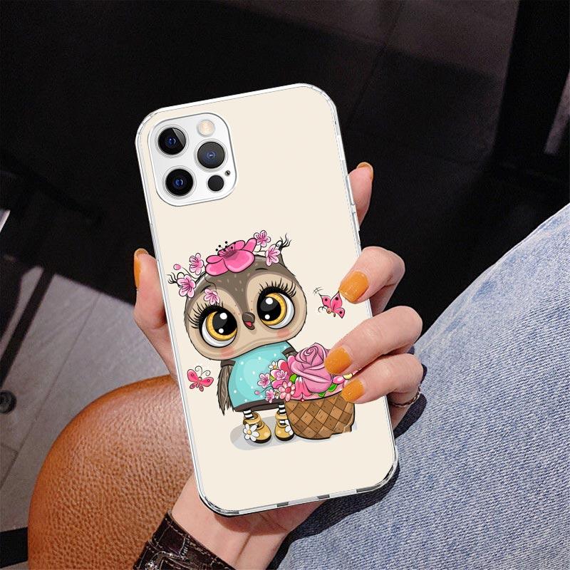 Cute Owl Hearts Lover Phnoe Case for Iphone 17 Air 16 11 12 13 Mini 14 Plus 15 Pro Max 7 8E SE 2020 16ProMax Phone Cover Coque 1