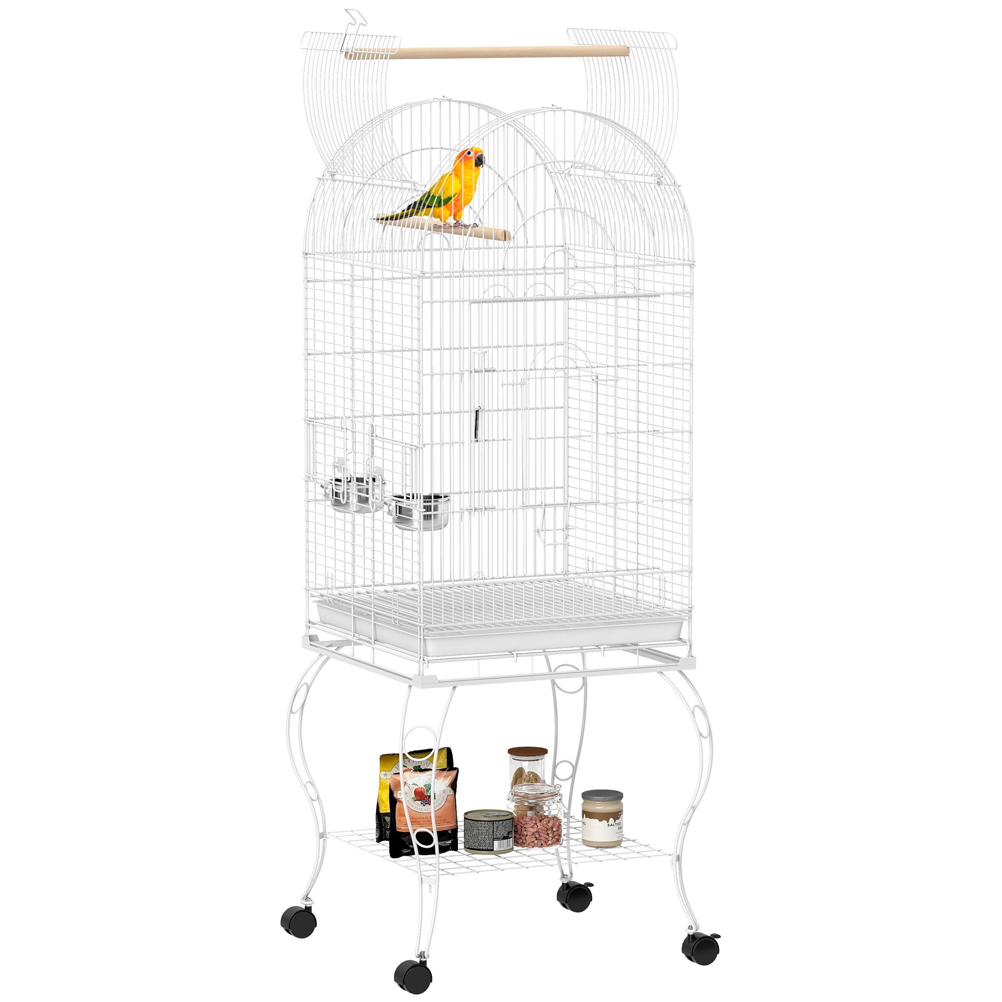 Bird Cage with Wheels and Shelf