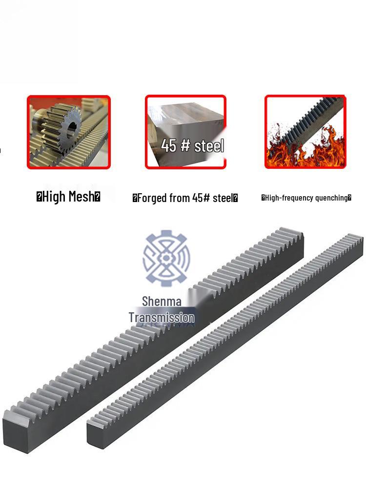 High-Frequency Quenched 1.5M Rack Spur Gear Pinion, 45 Steel, for Motor Machine Tool