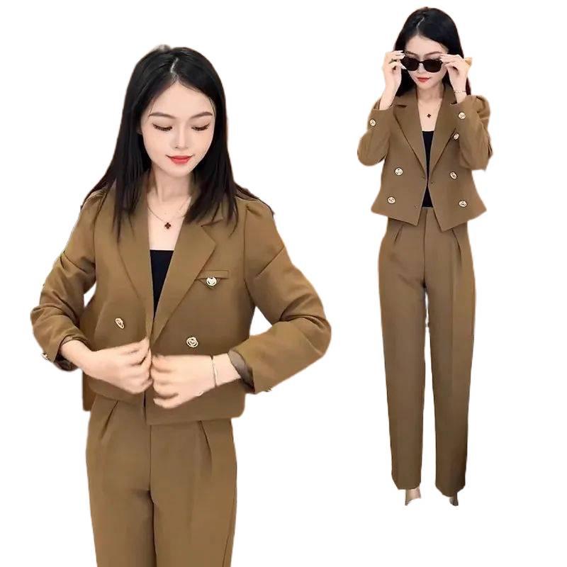 Women's 2023 Black Long Sleeve Suit & Pants Set - High-End Fashion for Spring/Autumn