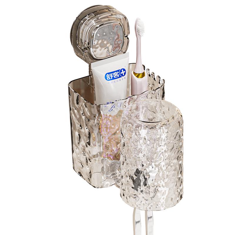 No-Drill Wall-Mounted Suction Cup Toothbrush & Rinsing Cup Holder