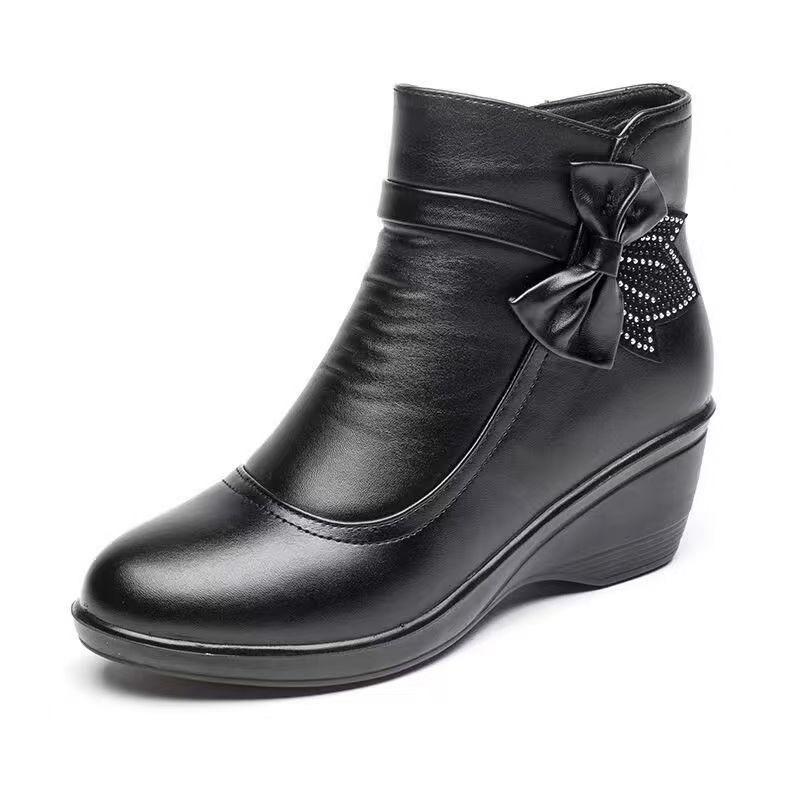 Leather Boots Martin Boots Women s Brown Muffin Platform Boots 35