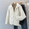 Spring Autumn Short Coat Women Rhomb Light Casual Down Cotton Jacket Big Pocket Short PuffeJr Coats Female