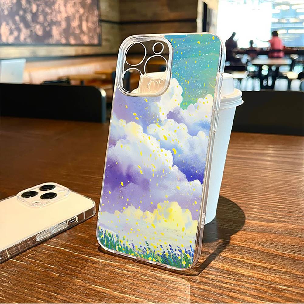 Painting  Phone Case For iPhone17,16,15,14,13,12,11 Plus,Pro Max Soft Transparent Cover