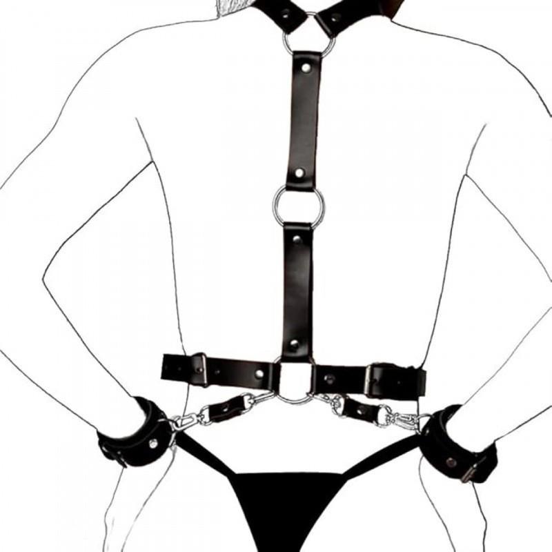 Fetish Toy PU Leather Sexy Lingerie Handcuff Harness SM Slave Role Play Neck Collar Leash Adult Couple Sex Toy Set 18+ Shop