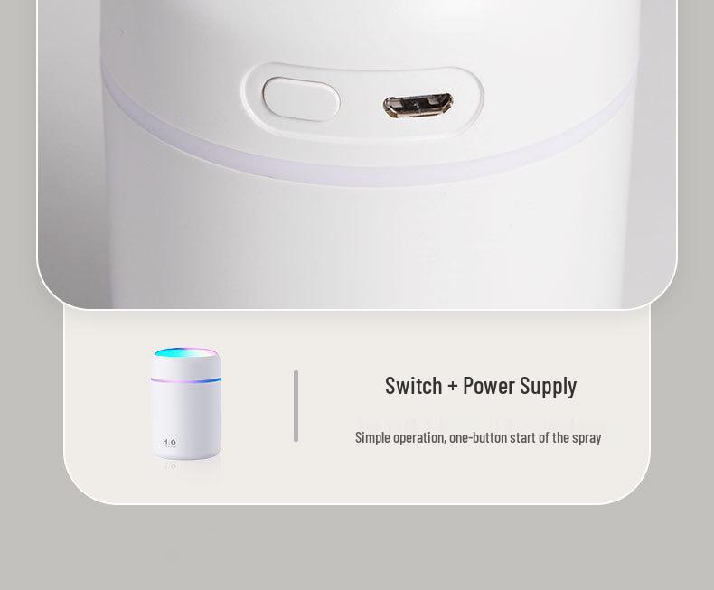 USB Mini Air Humidifier with Large Mist & Colorful Light for Office and Air-Conditioned Rooms