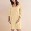 Women's Fashion Casual Solid Color Square Neck 3/4 Sleeve Short Dress