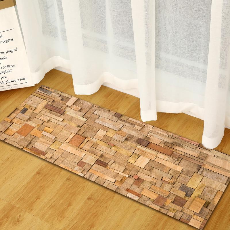 Wood Grain Household Door Mat Kitchen Absorbent Strip Bathroom Non-Slip Floor Mat Living Room Bedroom Carpet