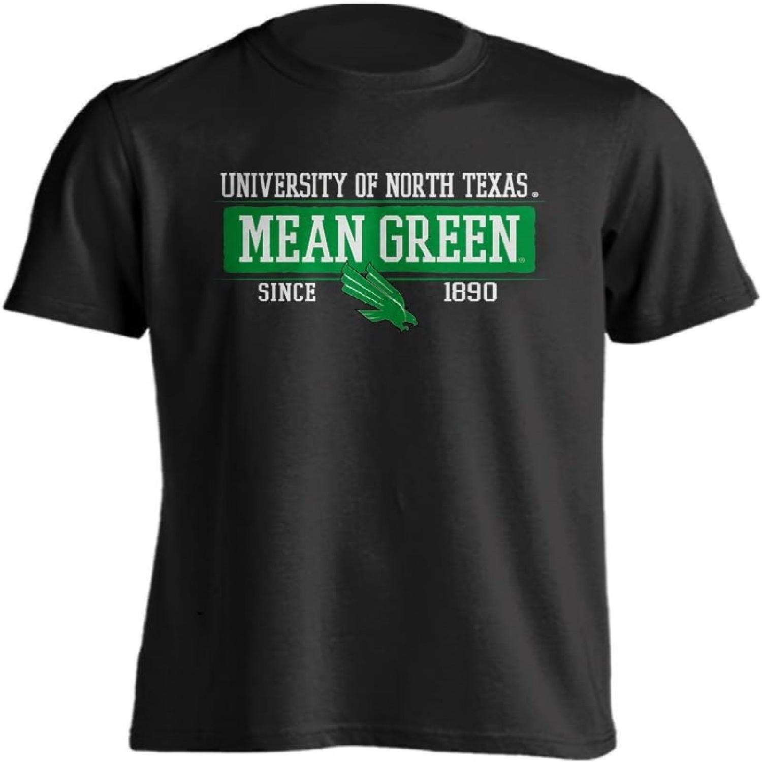 

North Texas Mean Green Bar Mascot Established Short Sleeve T-Shirt XXXXXL чорний