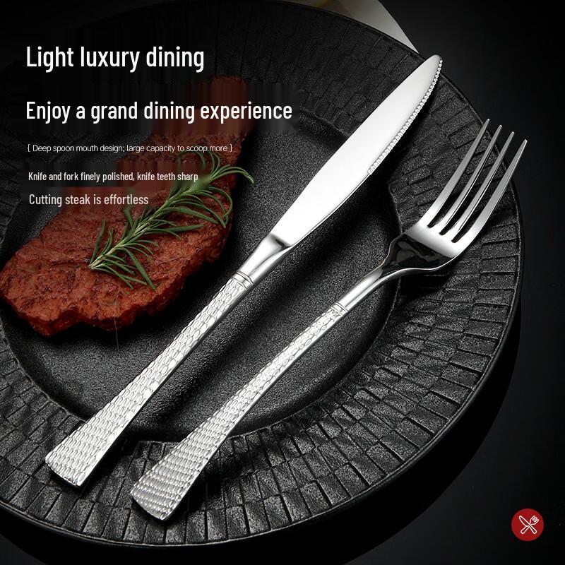 Abay Fish Tail Hammered Stainless Steel Dessert Spoon Set
