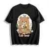 Cute Bear Basket Print Kids T-shirt Fresh Forest Style Soft Breathable Casual Daily Top Pure Cotton T-shirt
