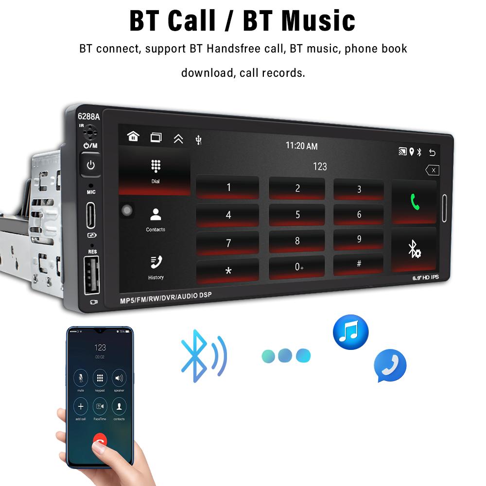 6.9inch 1Din Digital IPS Touch Screen Android 13 Car Stereo Video Auto Radio Multimedia Player GPS Navigation WiFi Bluetooth