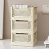 Desktop Book Storage Basket Stackable Large Capacity Folding Storage Box for Sundries Organizer Portable Storage Bin with Handle