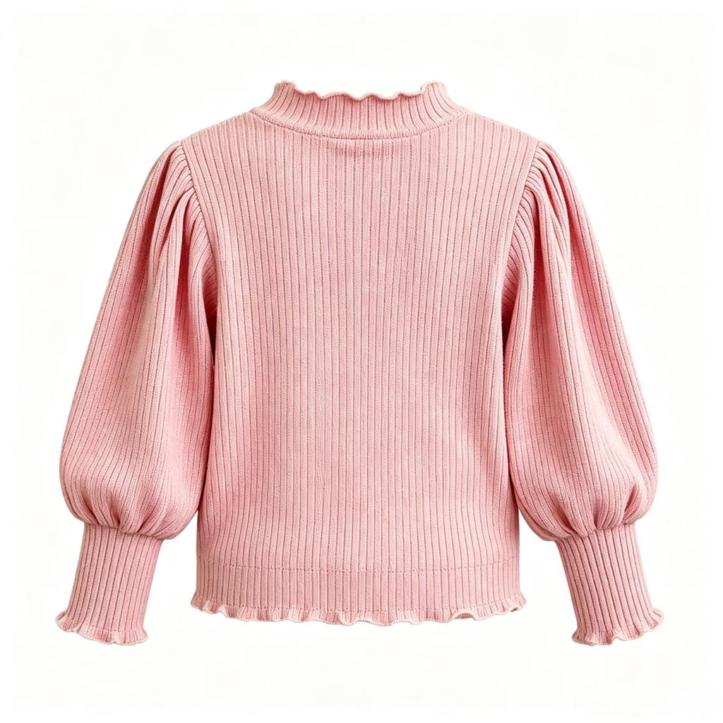 Girls Lace Trim Puff Sleeve Top Casual Blouse for Everyday Wear
