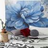 1pc Blue Floral Tapestry - Polyester fabric, machine washable, suitable for living room and bedroom decoration, easy to install