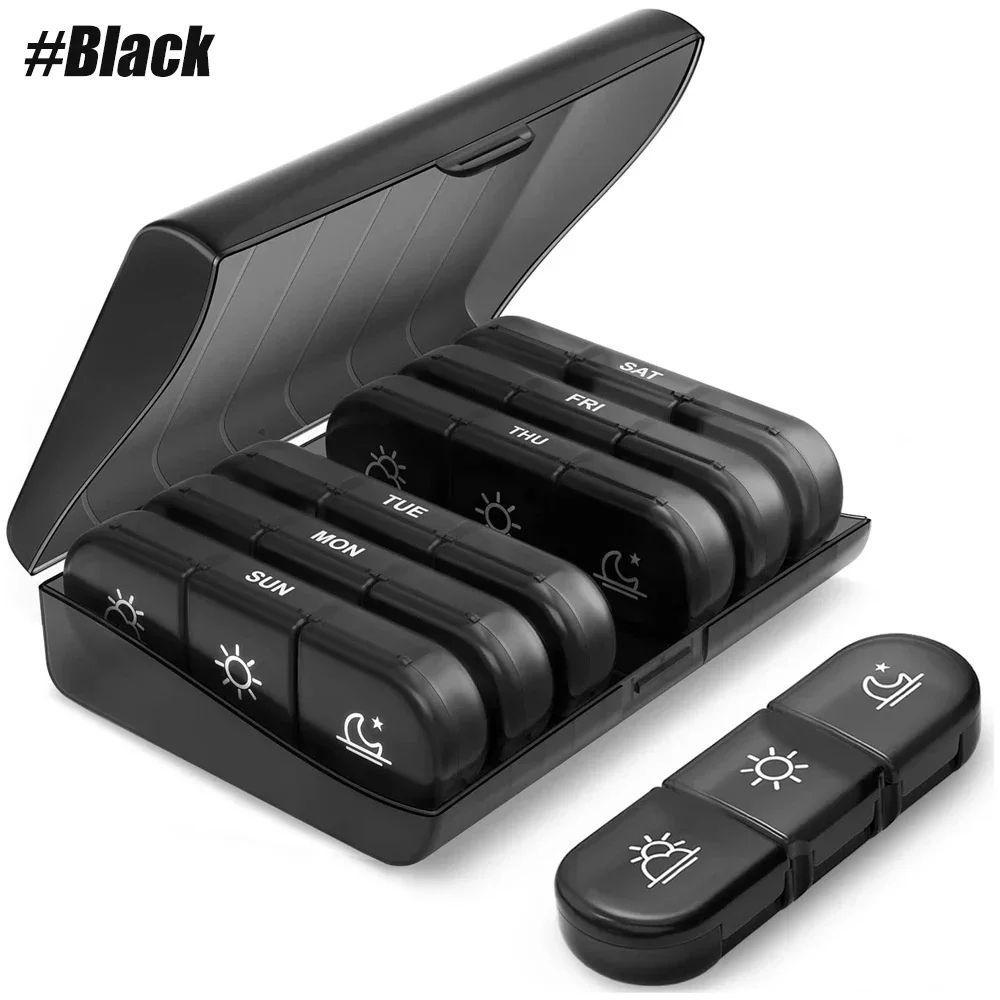 Portable Medicine  Storage Box 7-Day Travel Pillbox 21 Compartments With  Compartments Waterproof And Dustproof