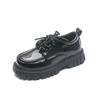 Einfarbige braune Kinderschuhe 2024 Herbst PU Unisex-Schuhe Britischer Stil Kinder Mädchen und Jungen für Show Hot Lässige Schuhe für die Schule