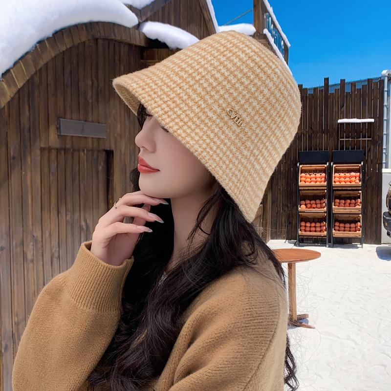Qiandongge Bucket Hat Women'S Knitted Breathable Bucket Hat Autumn And Winter Casual Versatile Face Small Sunshade Basin