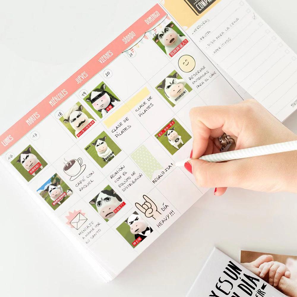 Grassland Cow Emoji Sticker Roll for Online Students' Journals and Stationery Decor