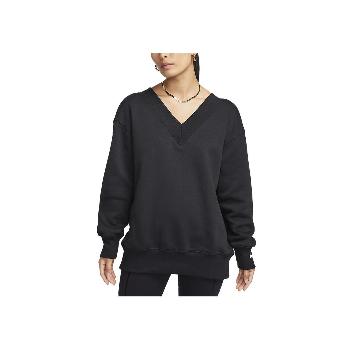 

Nike Solid Color Knitted V-Neck Long Sleeve Sweater Women sweater Black FB8318-010 S