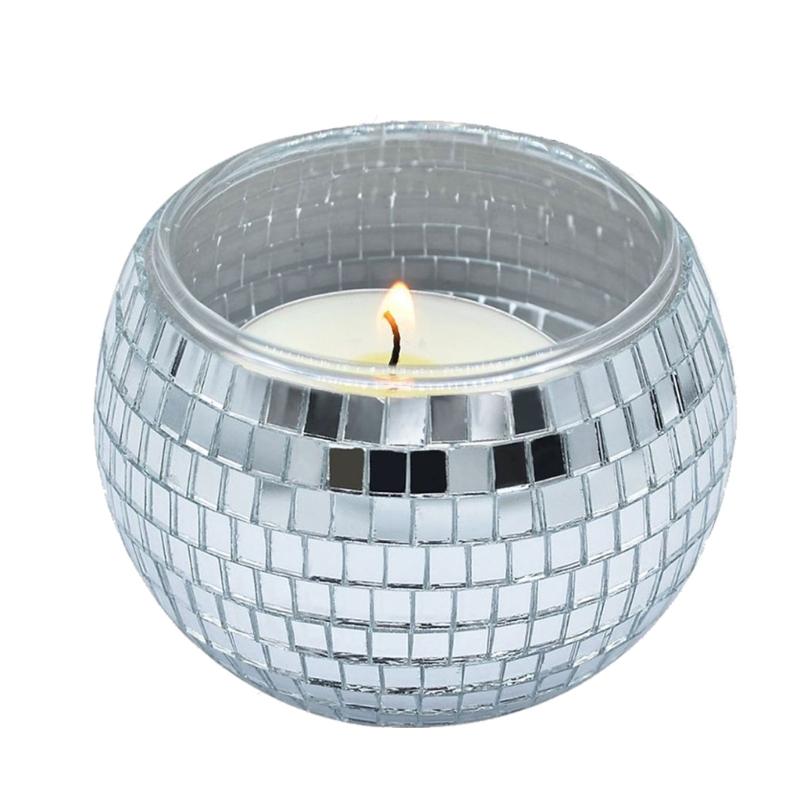 

Round Ball Silver Votive Candle Holders Jar Thick Acrylic Mirrored Ball Candle Stand Container for Wedding Table Decors 1