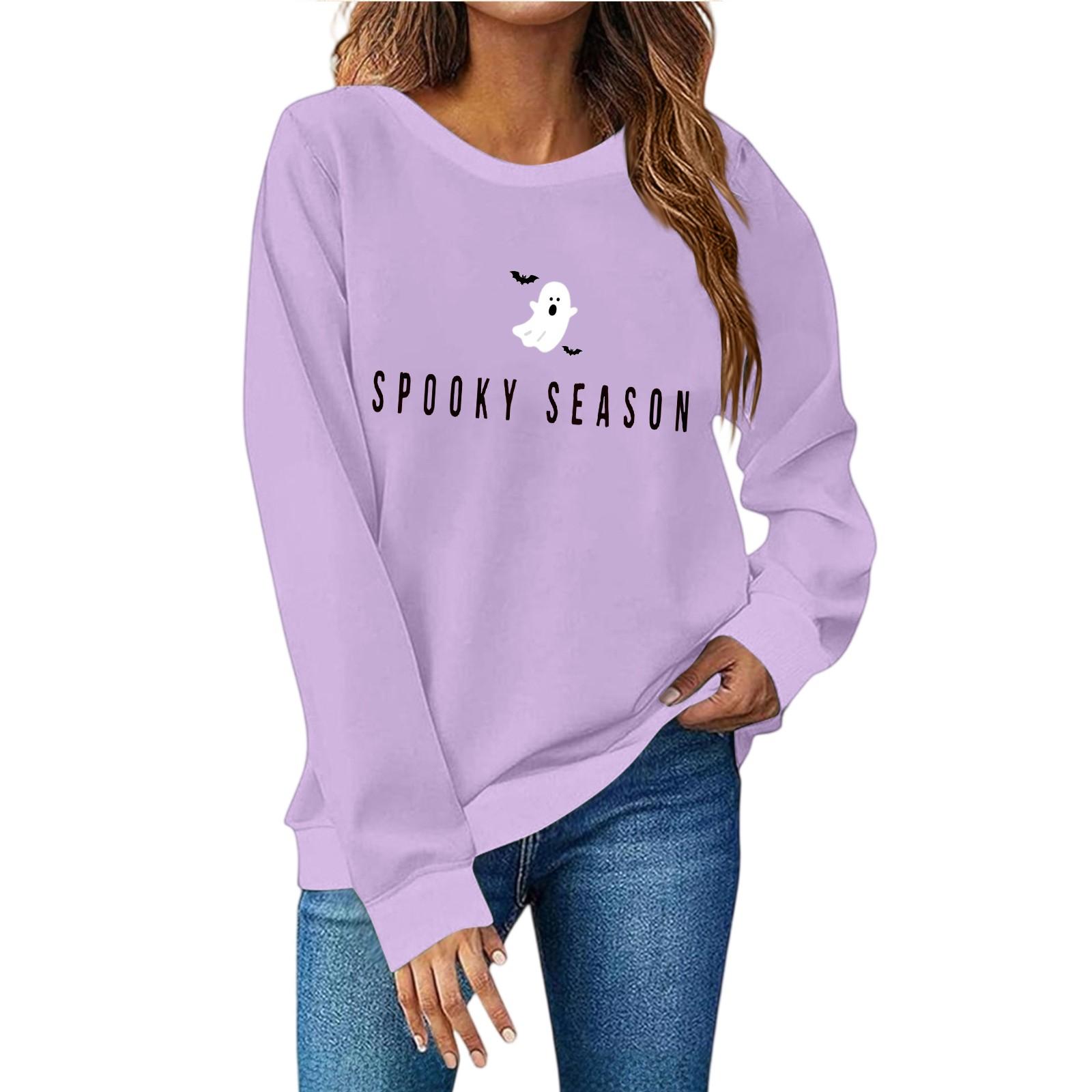 

Women s Fashion Casual Print Casual Long Sleeve Round Neck Sweatshirt Top L фиолетовый