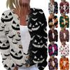 Women's Halloween Print Cardigan - Long Sleeve Knit Button Front Coat, Lightweight Knitwear for Costume Parties, Daily Wear