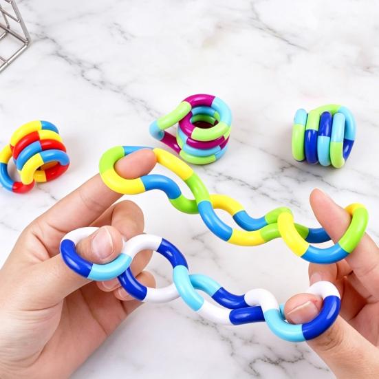 2/4/6Pcs Stress Relief Plastic Twisted Toy Focus Aid Hand Finger Flexibility Training Toy Portable Educational Twisting Loop Fidget Toy
