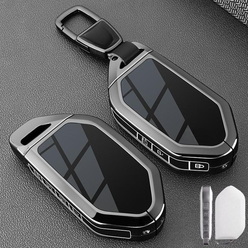 Zinc Alloy Key Cover Case for KIA K3/Seltos/EV5/Sportage/Stonic/KX3/Sportage/EV9 - Protective Key Fob Shell Key Bag Chain