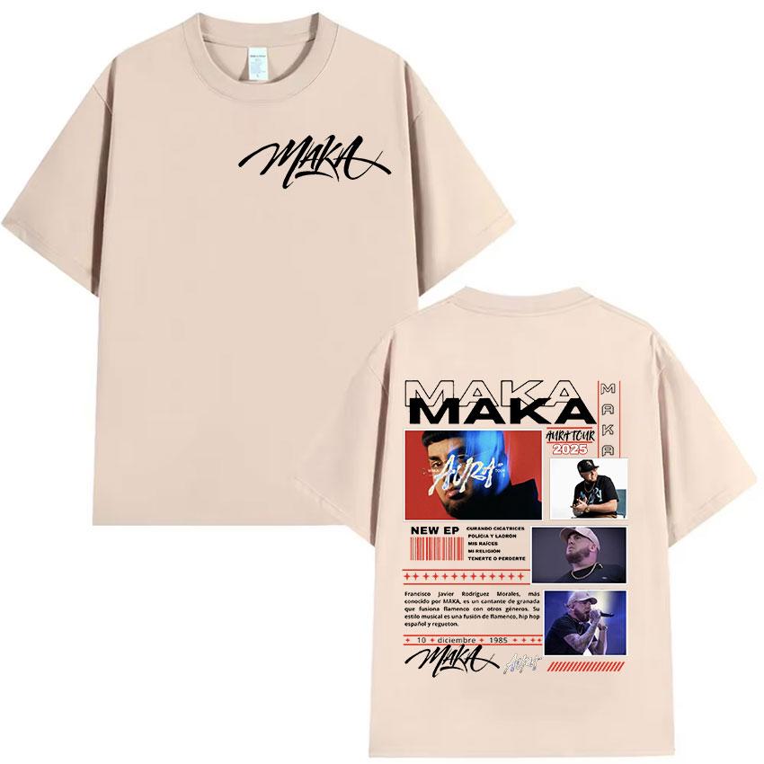 Maka Aura Tour 2025 Album Print T Shirts Mens Hip Hop Retro Style Short Sleeve Tshirt Rap Unisex Gothic Clothing Cotton Tshirt