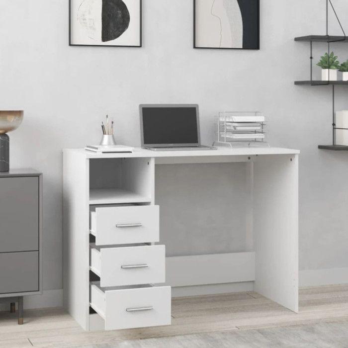 VidaXL Desk with Drawers White 102x50x76 Cm Engineered Wood 823032