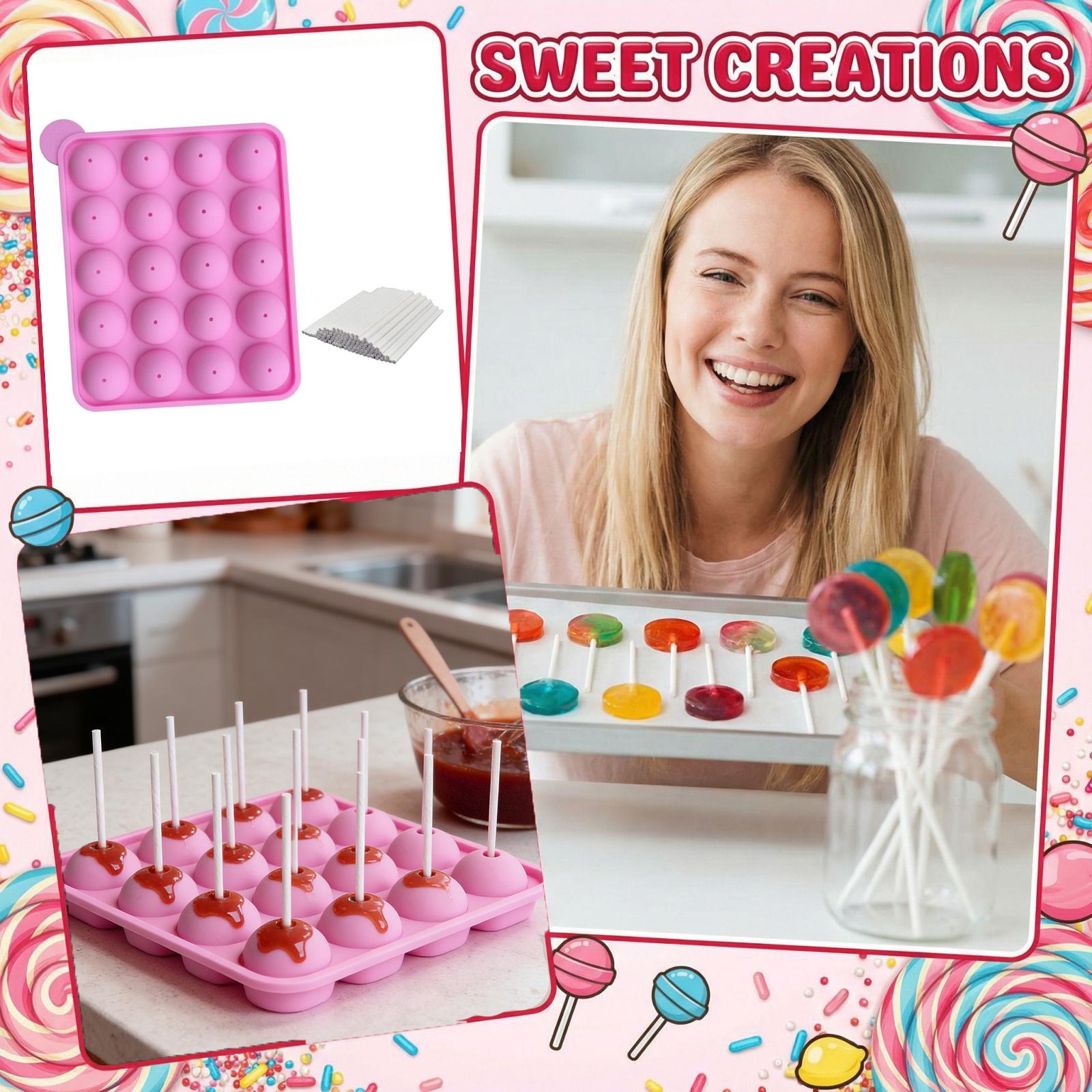 20 Hole Round Lollipop Mold Silicone Cake Mold One Size розовый