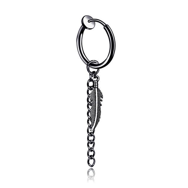 Nye Populære 1 stk Rustfritt Stål Smertefrie Øreklemmer Øredobber For Menn /Kvinner Punk Svart Ikke-Piercing Falske Øredobber Smykker Gaver