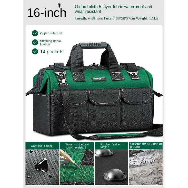 1680D Heavy Duty Tool Bag with Waterproof Base Large Capacity Organizer for Electrician Mechanic Wear-Resistant Tote Tool Bag