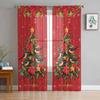 Christmas Winter Plants Flowers Sheer Curtains for Living Room Decoration Window Curtains Kitchen Tulle Voile Curtains