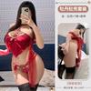 Domila Erotic Underwear Sexy Antique Peony Embroidery Neck Belly Pocket Strap Bandage Hollow Uniform Set