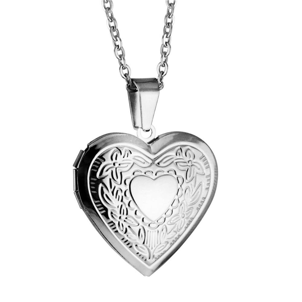 

Heart Locket Pendants Necklaces For Women Gold Color Photo Frame Valentine Lovers Necklace 45/66cm Gift Jewelry 50cm