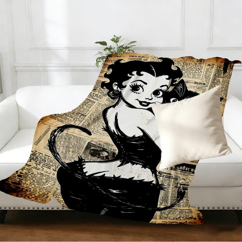 Betty Boop Print Blanket - Soft & Comfortable, for Bedroom, Travel, Sofa, Home Decoration - Birthday Christmas Gift for Friend