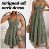 Women's Halter Neck Backless Maxi Dress Ruched Loose Solid Color Summer Vacation Dress