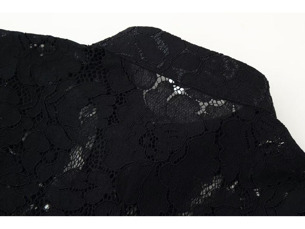 Cămașă Croșetată Slim Fit cu Guler Stand pentru Femei - Casual Tendință Fierbinte 2025