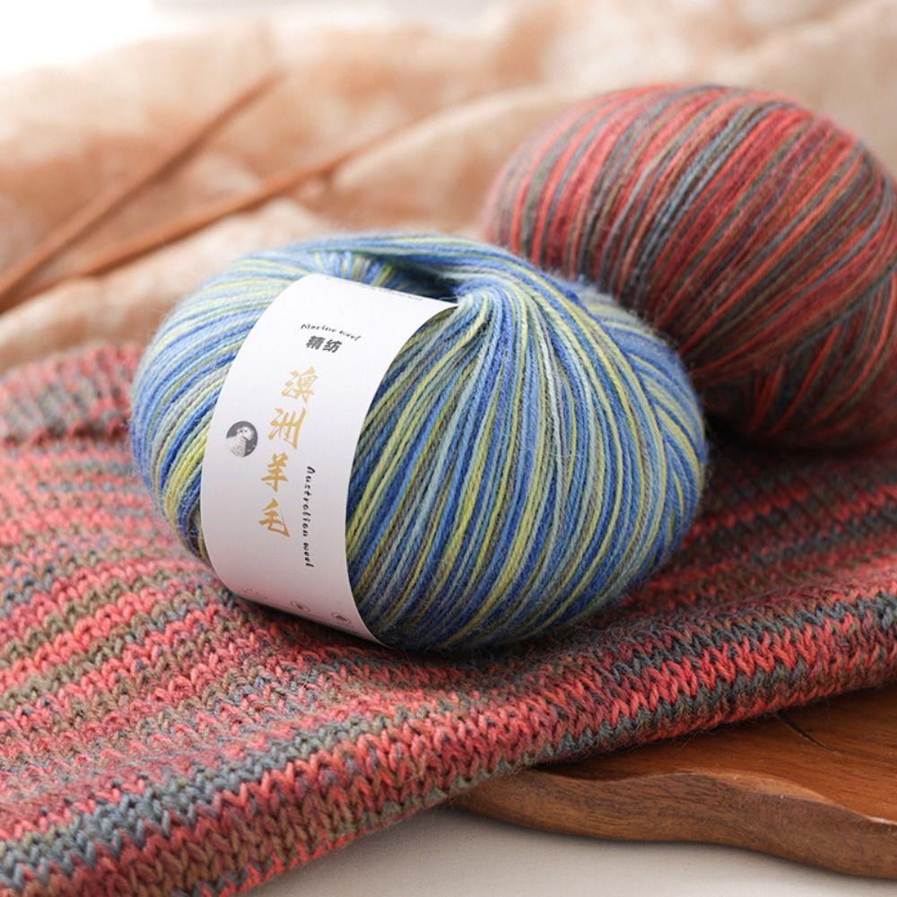 50g/ Roll Practical Gradient Color Wool Yarn Multicolor Knitting Long Velvet Yarn DIY Soft Knitting Yarn for Hat Sweater