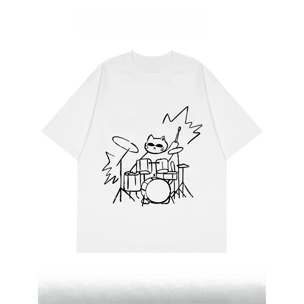 Cute Cool T-shirt American Couple Large Size Women Loose Large Size Short Sleeve T-shirt Men Plus Fat T-shirt