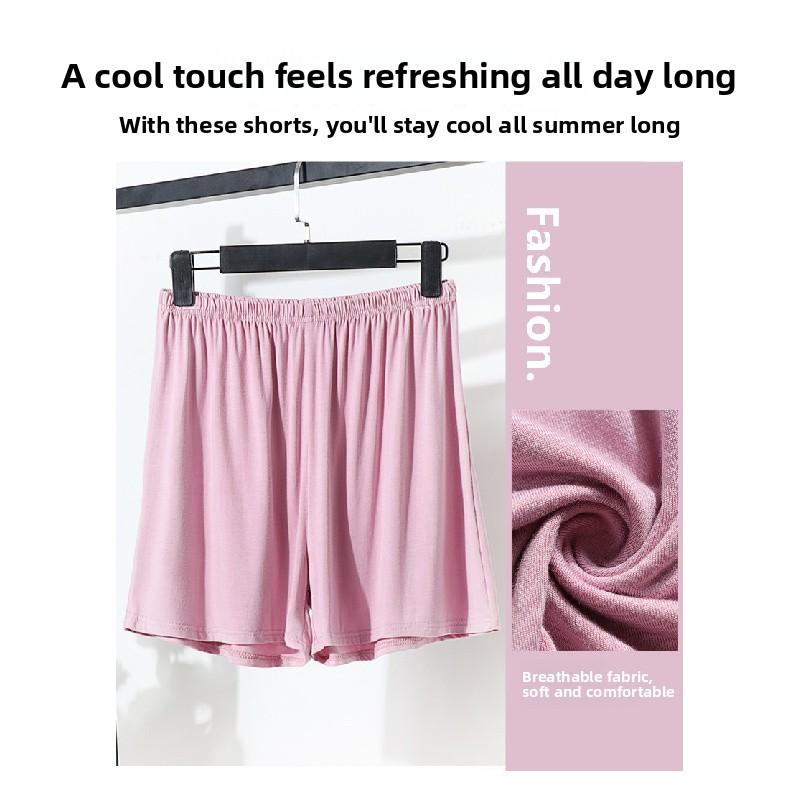 Women's summer modal shorts for outdoor wear, plus size, high-waisted, wide-leg, loose-fitting sleep pants, thin safety pants, casual pants