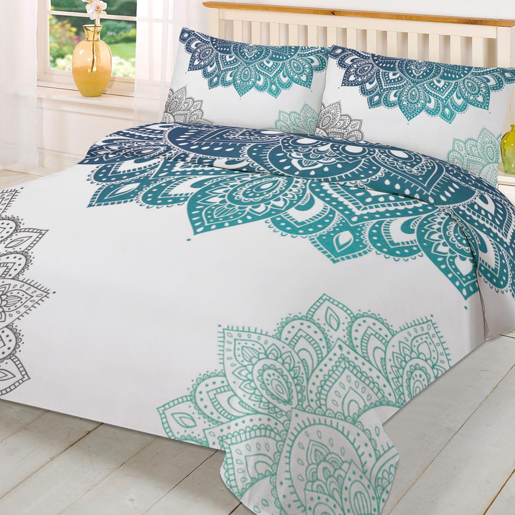 Breathable Soft Double Mandala Gradient Bohemian Flower With Pillow Case Custom 3pcs Bed Home Textile Quilt
