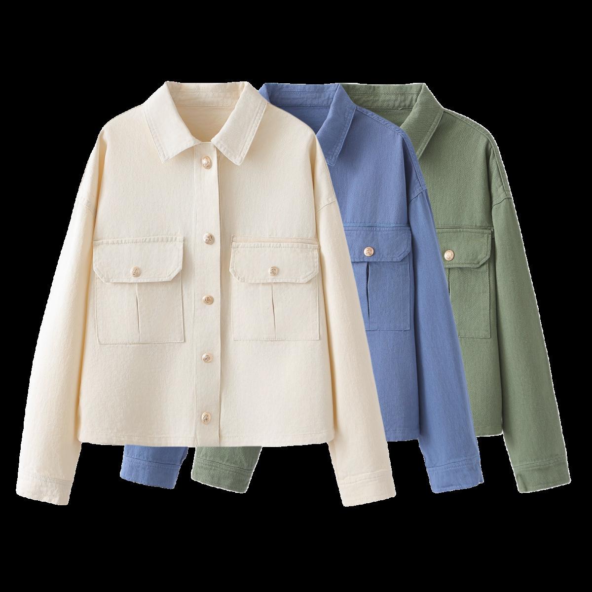 

2025 Women s Fashion Versatile Washed Cotton Jacket Small