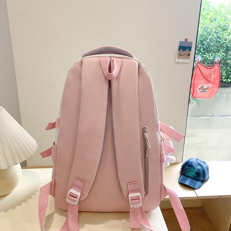 Fashion Schoolbag for Teenage Waterproof Nylon Girls Bagpack Cute Women Laptop Backpack Travel Bag Black Pink Bookbag