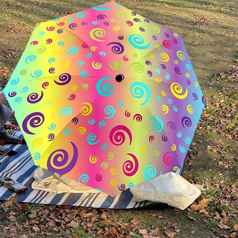 1PC Spiral Patterns Umbrella-8-Rib Reinforced Portable Folding Travel Suitable for All Seasons Outdoor Daily Use Is an Ideal Choice -F357