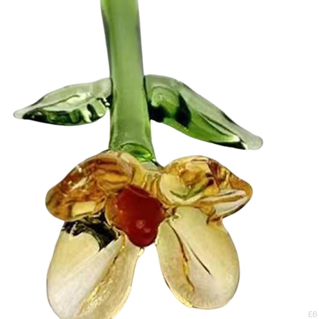 Mini Glass Flower Artificial Crafts Decorative Ornament Decoration for Mom Wife Mother's Day